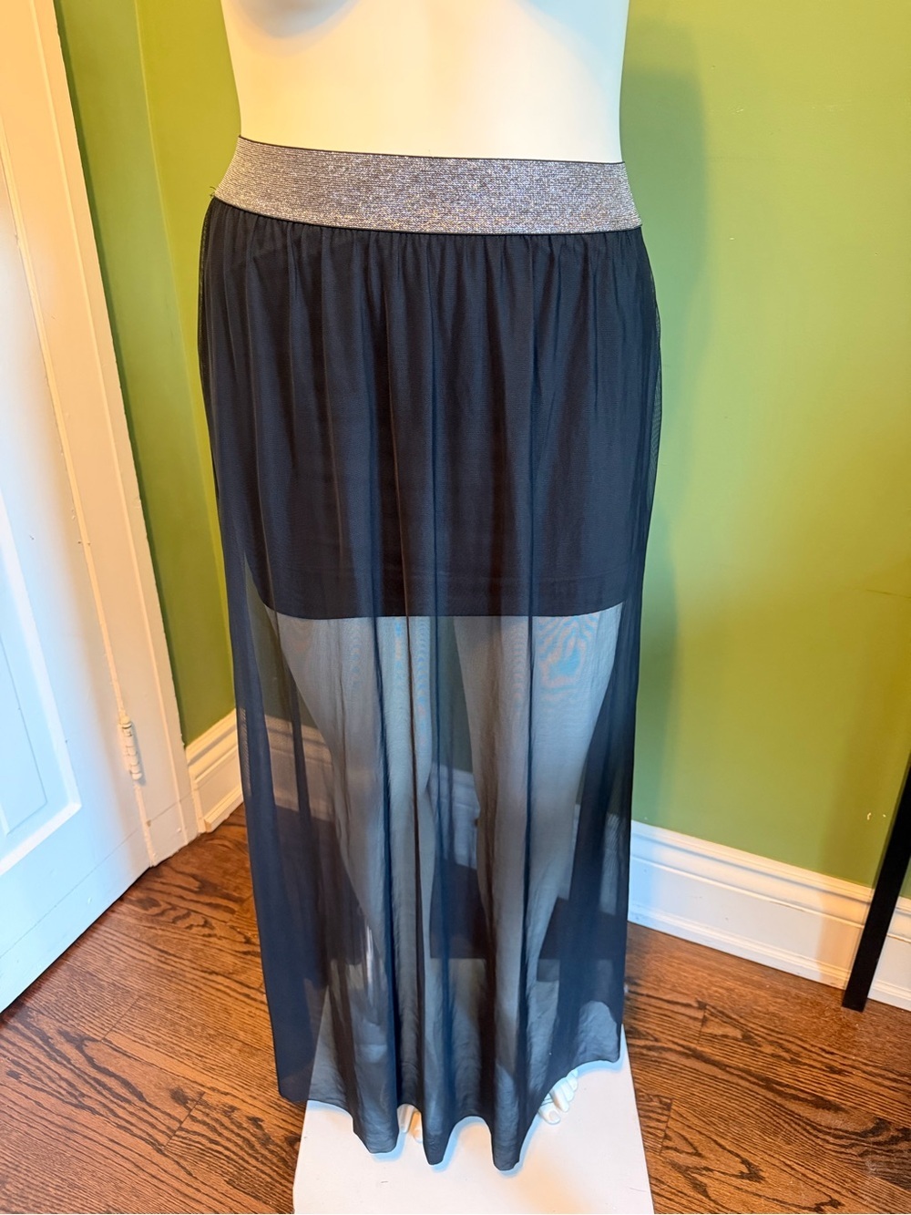 H&M Black Maxi Skirt with Glitter Waistband